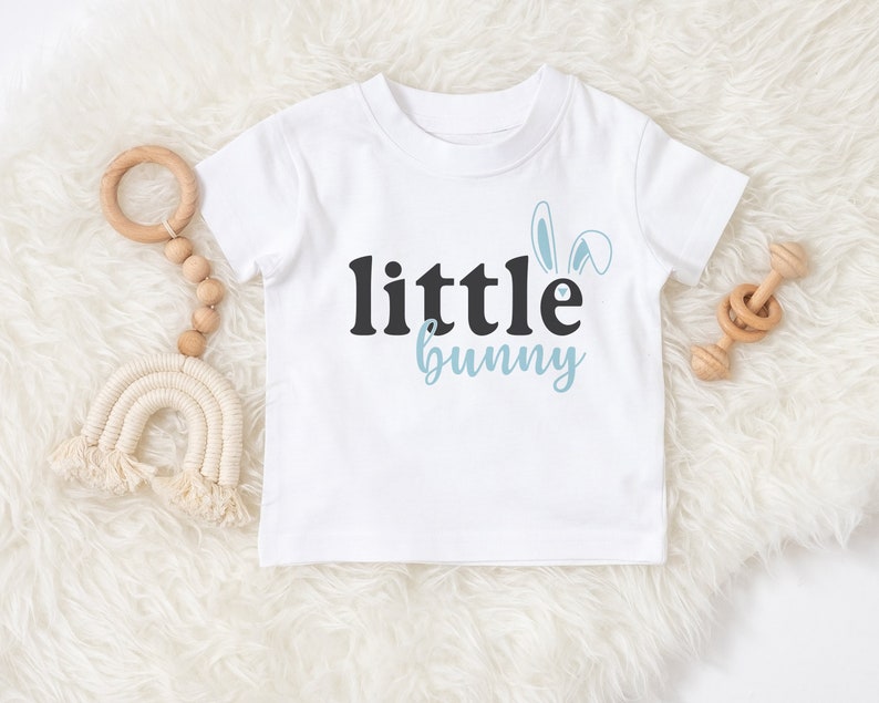 little pink bunny easter shirt blue with ears