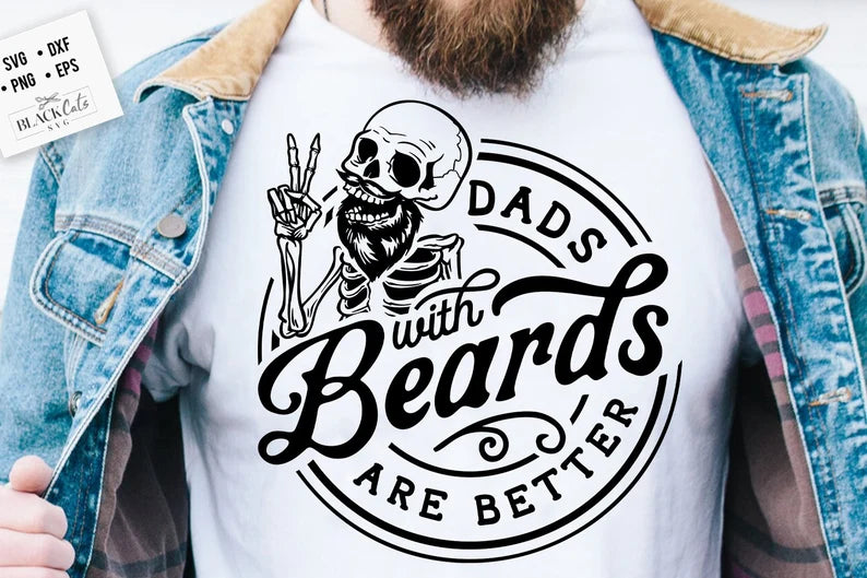 Awesome Dads have Tattoos and Beards with Skeleton Printed Shirt Father's day Shirt Gifts for Him