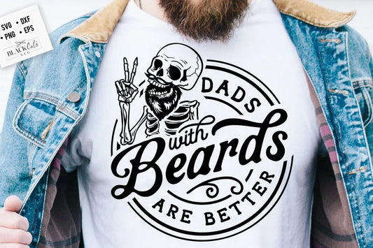Awesome Dads have Tattoos and Beards with Skeleton Printed Shirt Father's day Shirt Gifts for Him