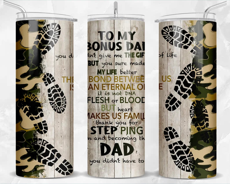 To My Bonus Dad Father's Day Step Dad Tumbler