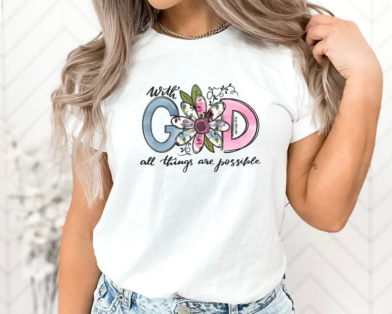 GOD Floral Adult & Kids Printed Shirt (Faith Based)