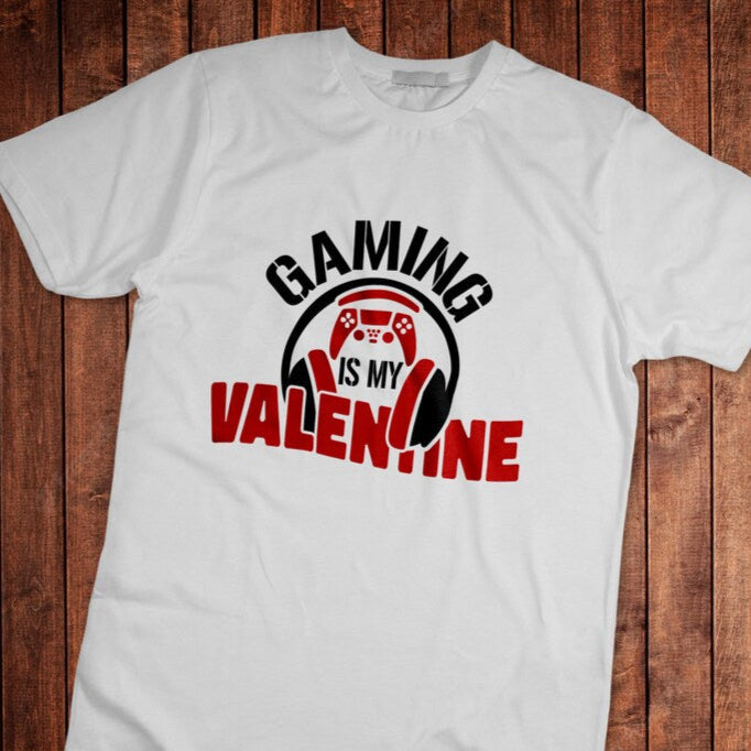 Gaming is My Valentine - Valentines Day Shirt - Matching Unisex, Ladies Fitted & Kids playstation and head phone gaming shirt