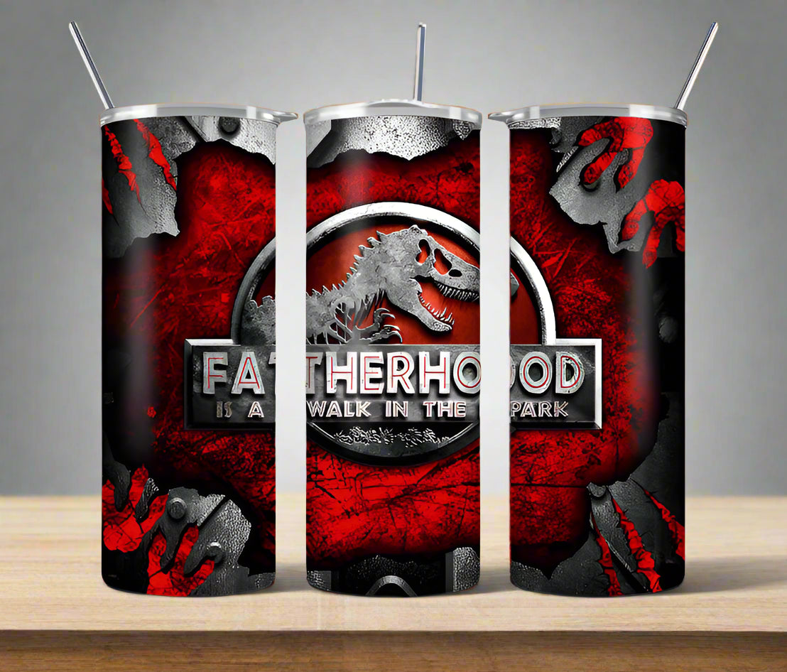 Fatherhood is a walk in the park Jurassic Red Father's Day Tumbler