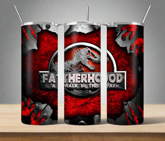 Fatherhood is a walk in the park Jurassic Red Father's Day Tumbler