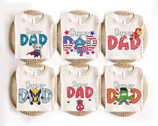 Super Dad with Superhero Characters Unisex Father's Day Printed Hoodie / Sweater Gift for Dad