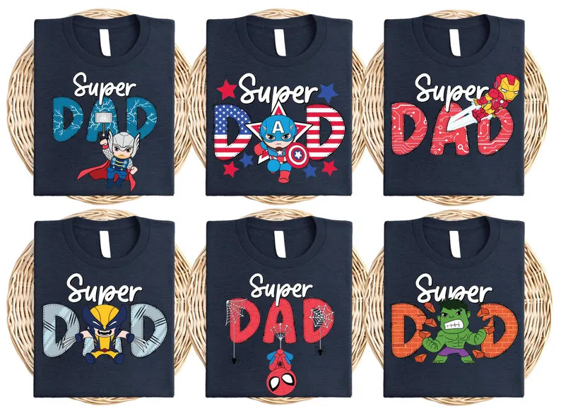 Super Dad with Superhero Characters Unisex Father's Day Printed Hoodie / Sweater Gift for Dad