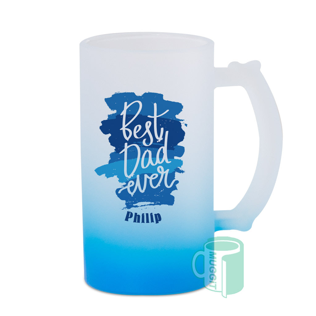 Custom Design Frosted Beer Sublimation Mug - Personalised 16oz Glass Beer Mugs (Frosted, Red, Blue, Orange & Green) | CGD Promotions SA