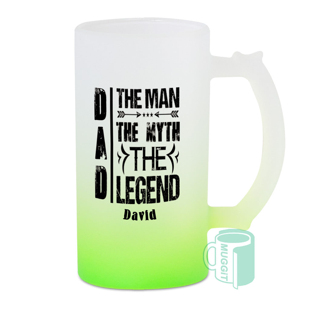 Custom Design Frosted Beer Sublimation Mug - Personalised 16oz Glass Beer Mugs (Frosted, Red, Blue, Orange & Green) | CGD Promotions SA