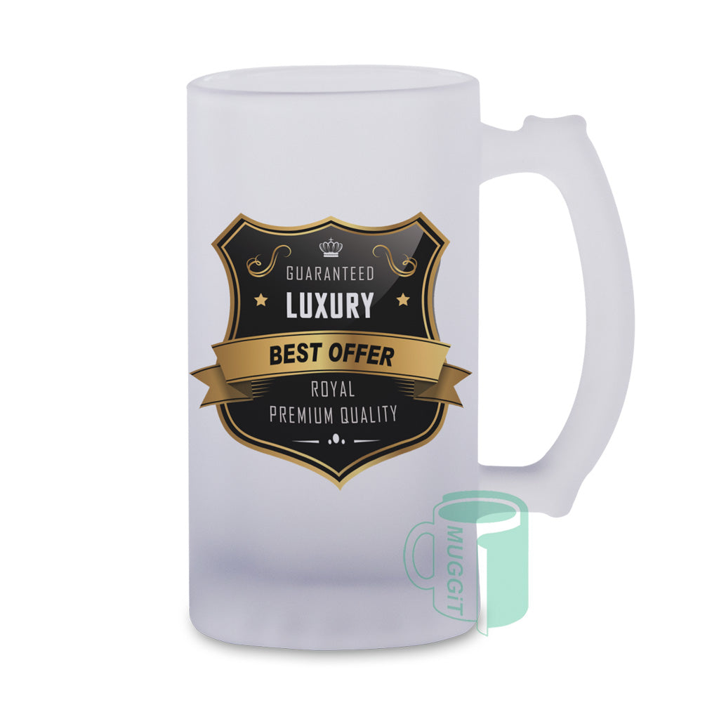 Custom Design Frosted Beer Sublimation Mug - Personalised 16oz Glass Beer Mugs (Frosted, Red, Blue, Orange & Green) | CGD Promotions SA