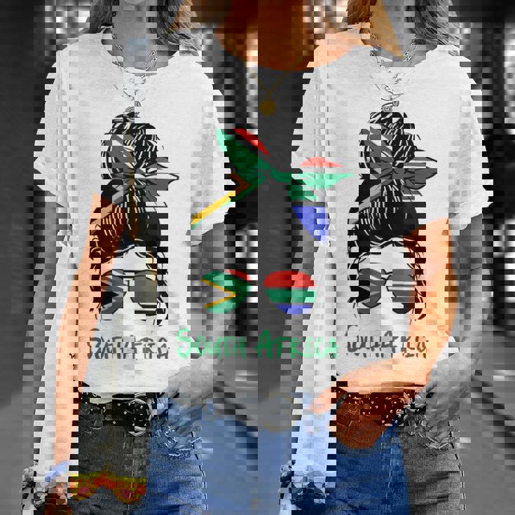 South African Woman Graphic Shirt – Flag in Glasses & Hair | Unisex & Kids Heritage Shirts – CGD Promotions