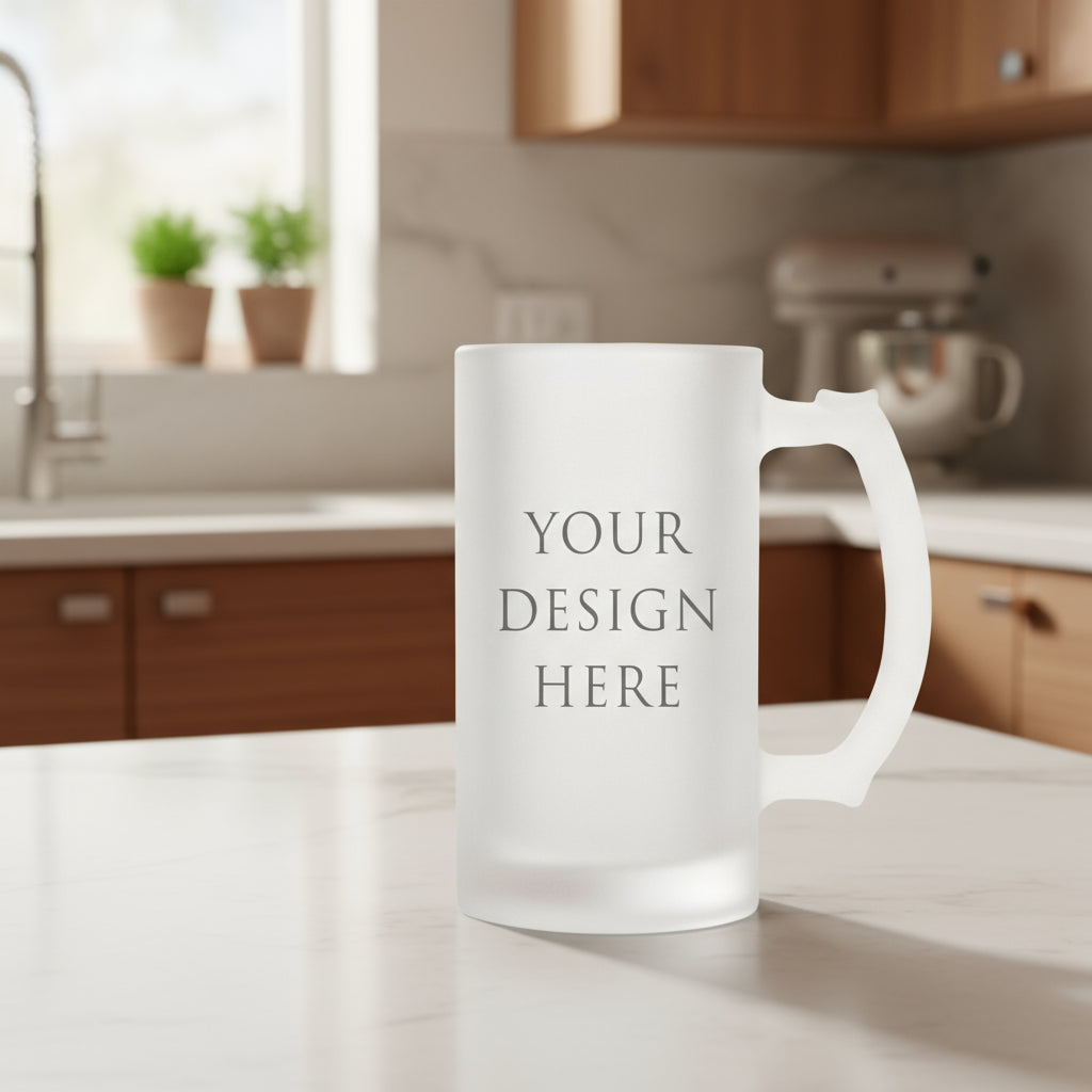 “16oz frosted beer mugs for sublimation – assorted colours red, blue, orange, green”