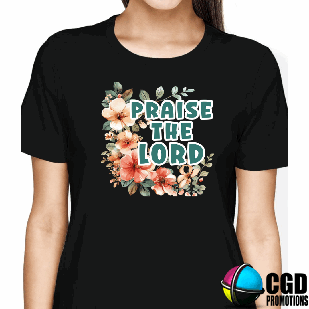 Praise The Lord Floral Print Adult Printed Shirt (Faith Based)