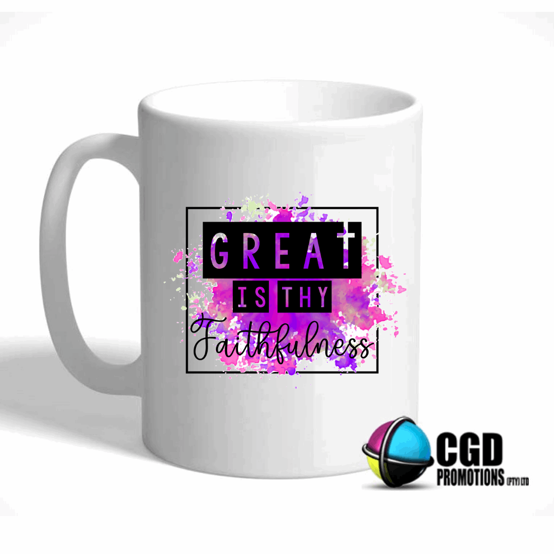 Great is Thy Faithfulness Colour Print Ceramic Mug ((Faith Based))