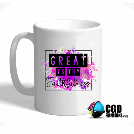 Great is Thy Faithfulness Colour Print Ceramic Mug ((Faith Based))