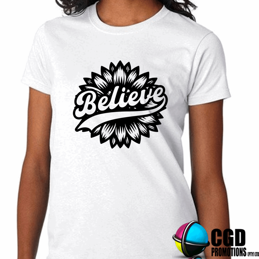 Believe Sunflower Adult Shirt