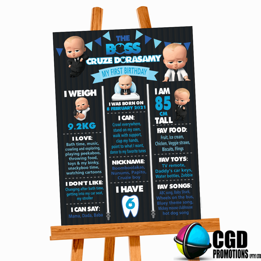 Boss Baby Milestone Board 1st Birthday