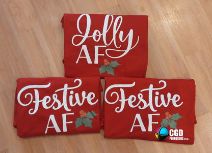 Jolly AF Christmas Adult Printed Shirt - Unisex & Ladies Fitted