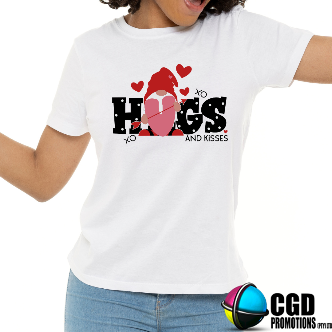 Hugs and Kisses Valentine Gnome - Valentines Day Shirt - Matching Unisex, Ladies Fitted & Kids 