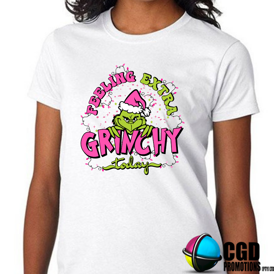 Pink Christmas Grinch Feeling Extra Grinchy Today Christmas Adult Printed Shirt