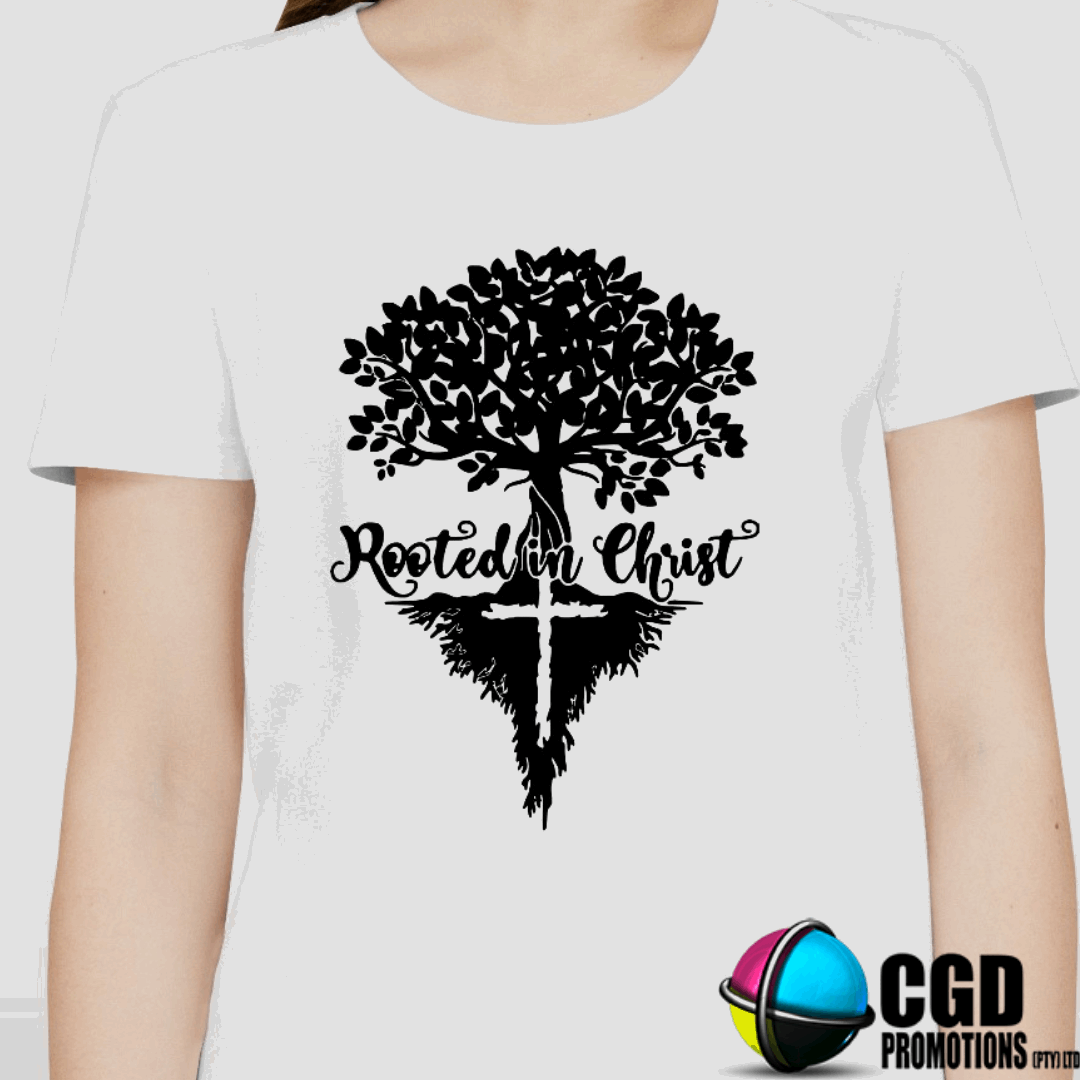 Rooted in Christ Adult Printed Shirt (Faith Based)