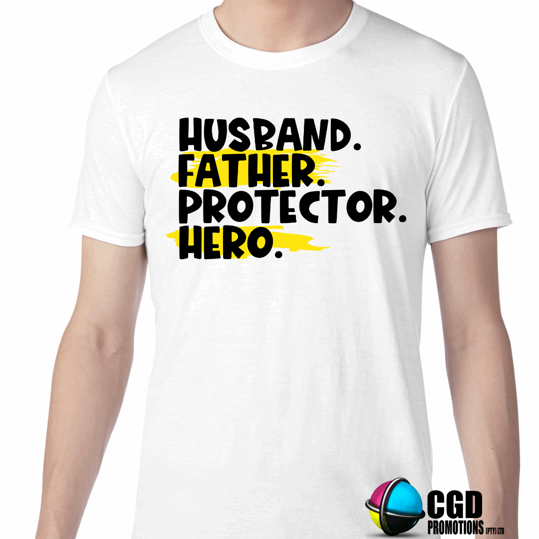 Husband Father Protector Hero Printed Shirt