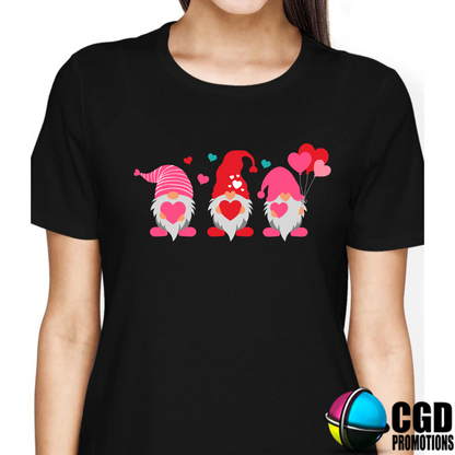 3 Love Pink Valentine Gnomes - Valentines Day Shirt - Matching Unisex, Ladies Fitted & Kids 