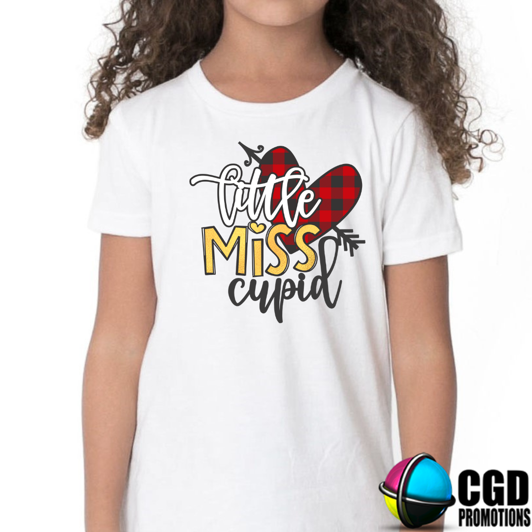 Little Miss Cupid Plaid Heart - Valentines Day Shirt - Kids Shirts 