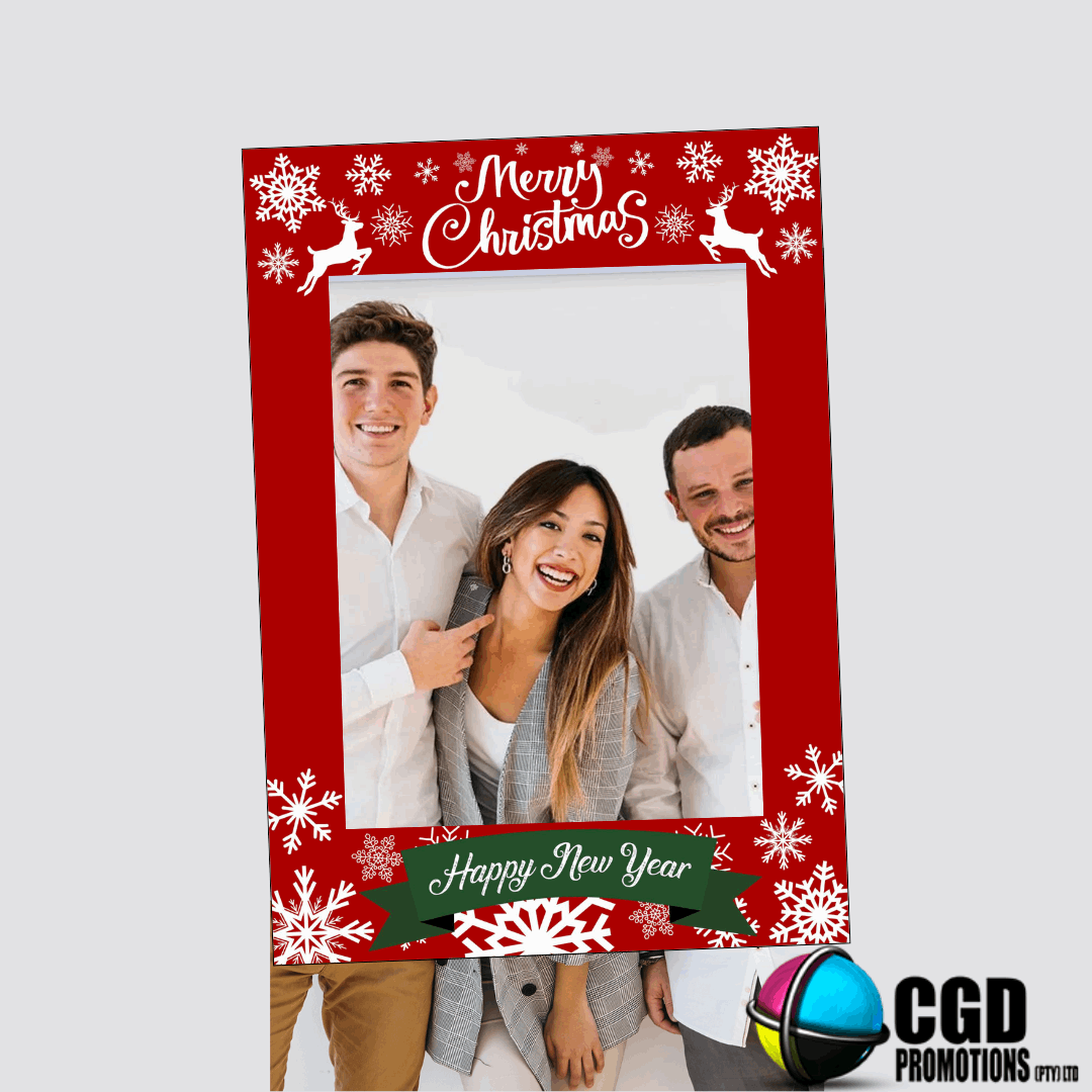 Classic red Christmas party board, standard design for birthdays and holiday celebrations