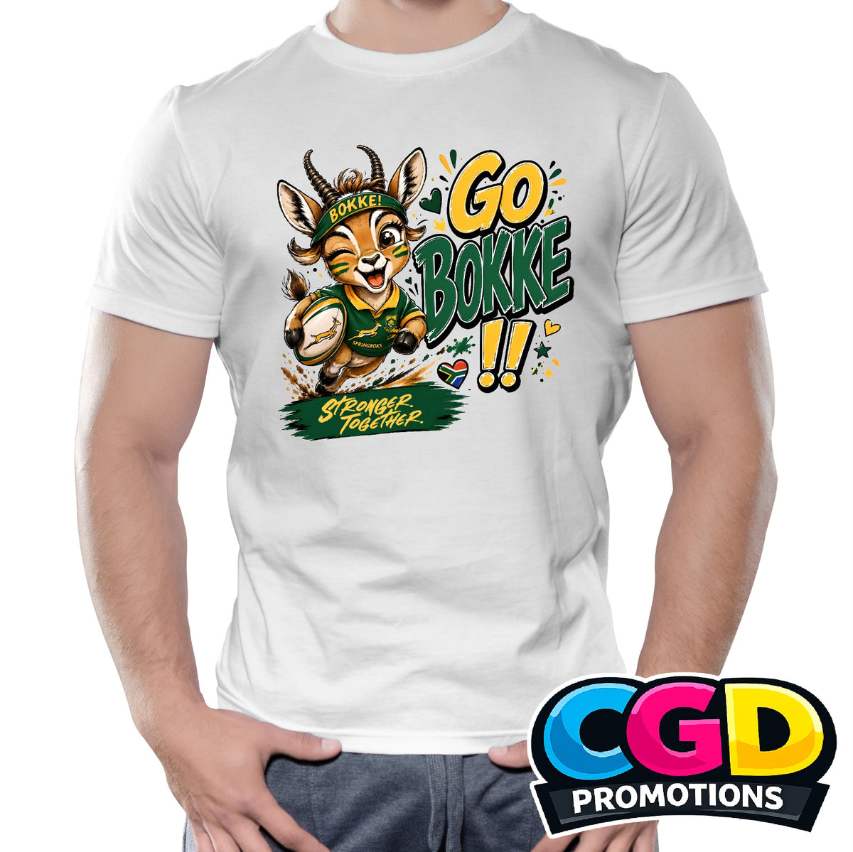 Go Bokke rugby shirt for the whole family, proudly South African rugby supporters
