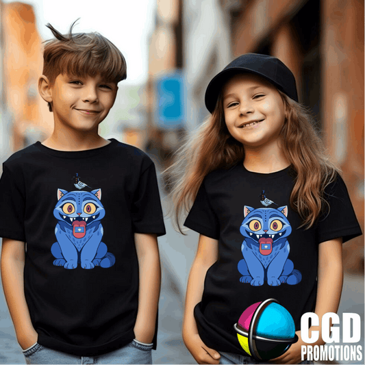 "K-pop Demon Hunter inspired shirt front design" blue tiger and bird
