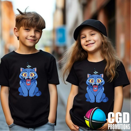 "K-pop Demon Hunter inspired shirt front design" blue tiger and bird
