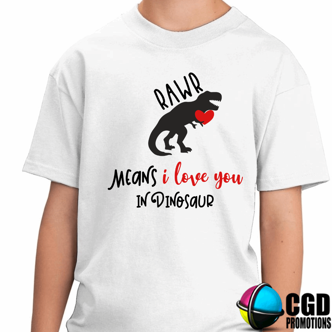Rawr means i love you in Dinosaur - Valentines Day Shirt - Kids Shirts 