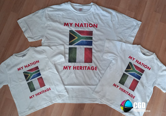 Matching family shirts South African flag with European heritage