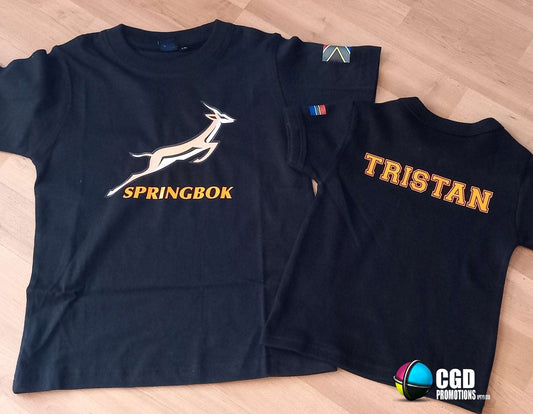 Personalized Springbok rugby shirt with [Name] large logo – unisex, ladies, kids  
