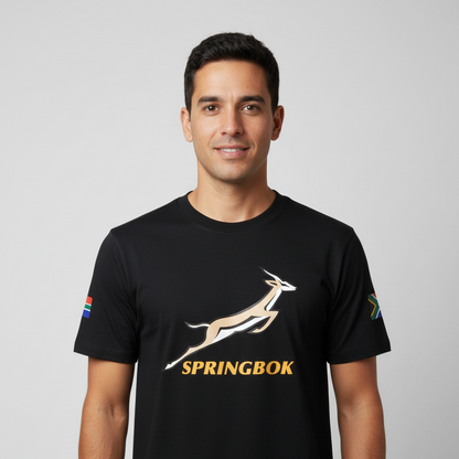 Springbok Supporter Rugby Shirt – Personalized Name  – Matching Family Heritage Shirts – CGD Promotions
