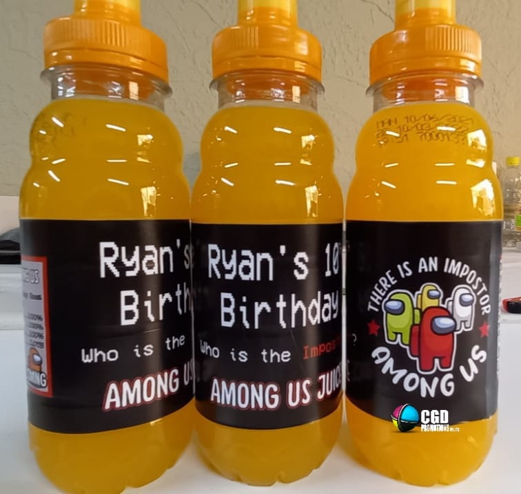 Colourful personalised Oros bottle designs in green red and orange themes
