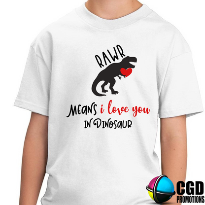 Rawr means i love you in Dinosaur - Valentines Day Shirt - Kids Shirts 