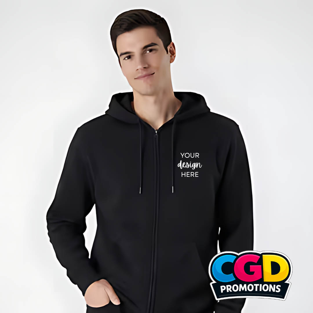 Premium zipped personalised hoodie in black Boksburg
