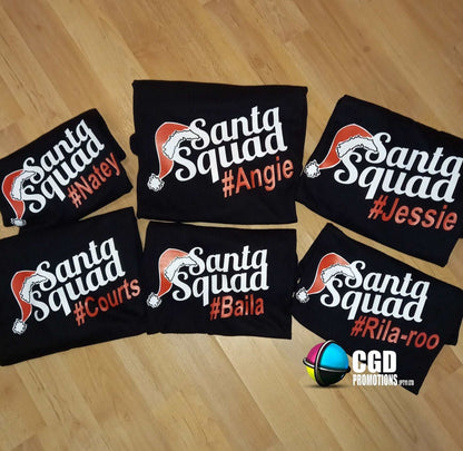 Santa Squad Family of 4 Matching Printed Shirts (2 kiddies T-Shirt Option)