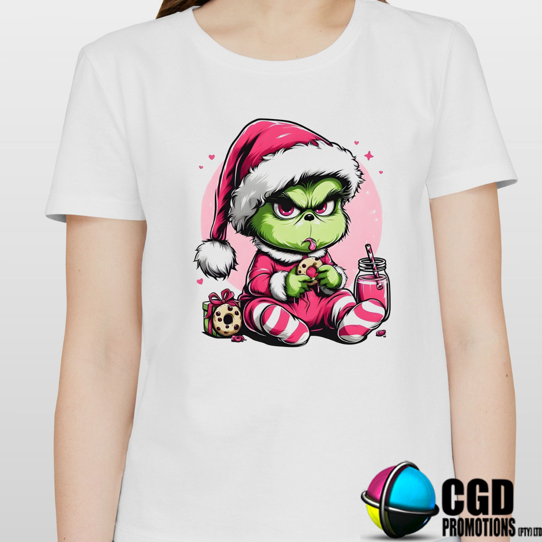 Baby Pink Angry Grinch Christmas Printed Shirt - Matching Unisex, Ladies Fitted & Kids