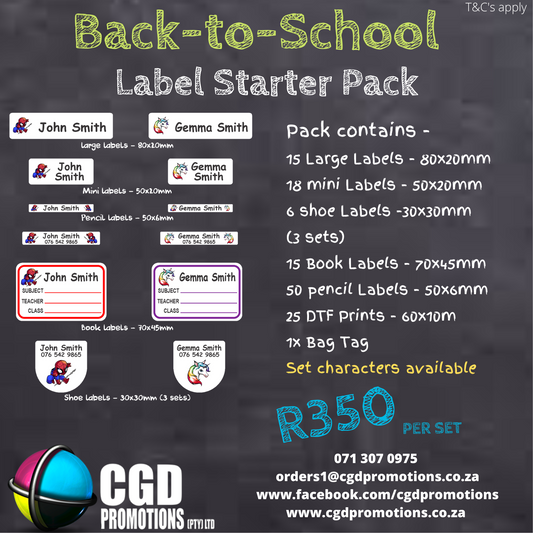 Back to School Labels Starter Pack, DTF Print; Bag Tags – Stay Organized This School Year