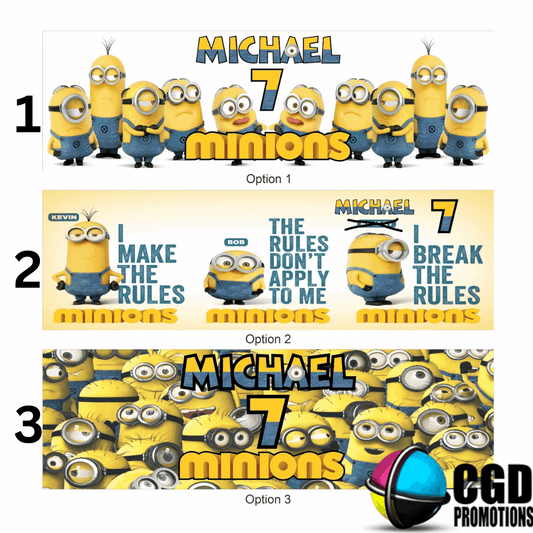 "Custom Minion-themed milkshake bottle labels for birthday parties"