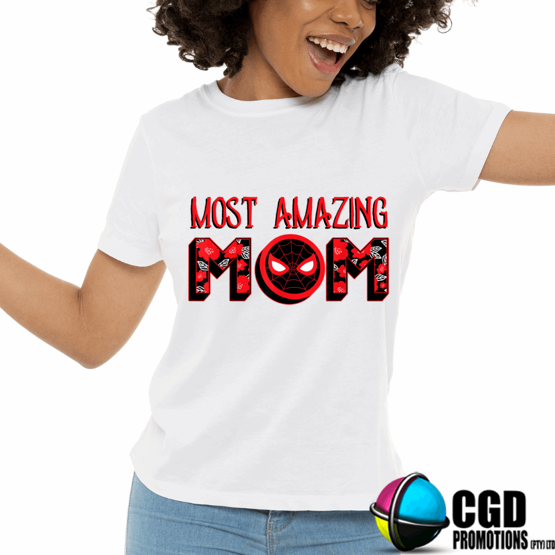 Most Amazing Spider Print Mom Printed Shirt (2-colour options)