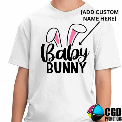 custom personalised easter name shirt with bunny ears kids ladies fitted mens shirts unisex
