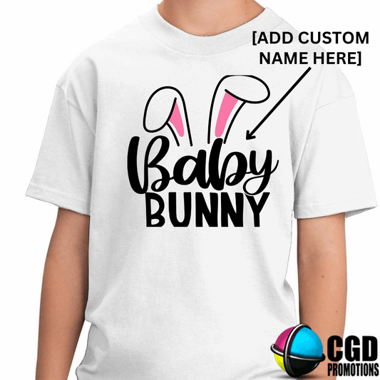 custom personalised easter name shirt with bunny ears kids ladies fitted mens shirts unisex
