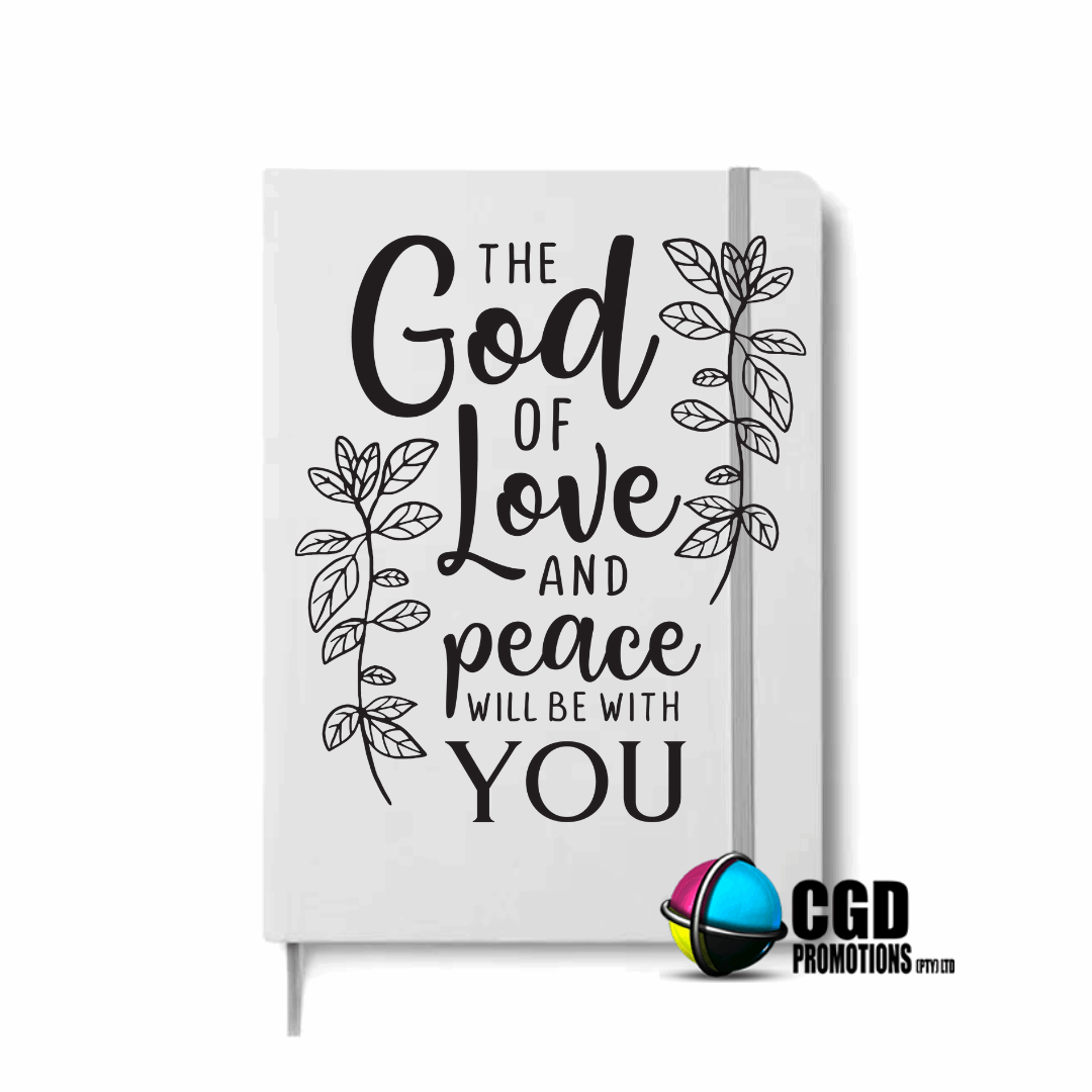 The God of Love and Peach will be with You A5 Hard Cover Notebook  ((Faith Based))