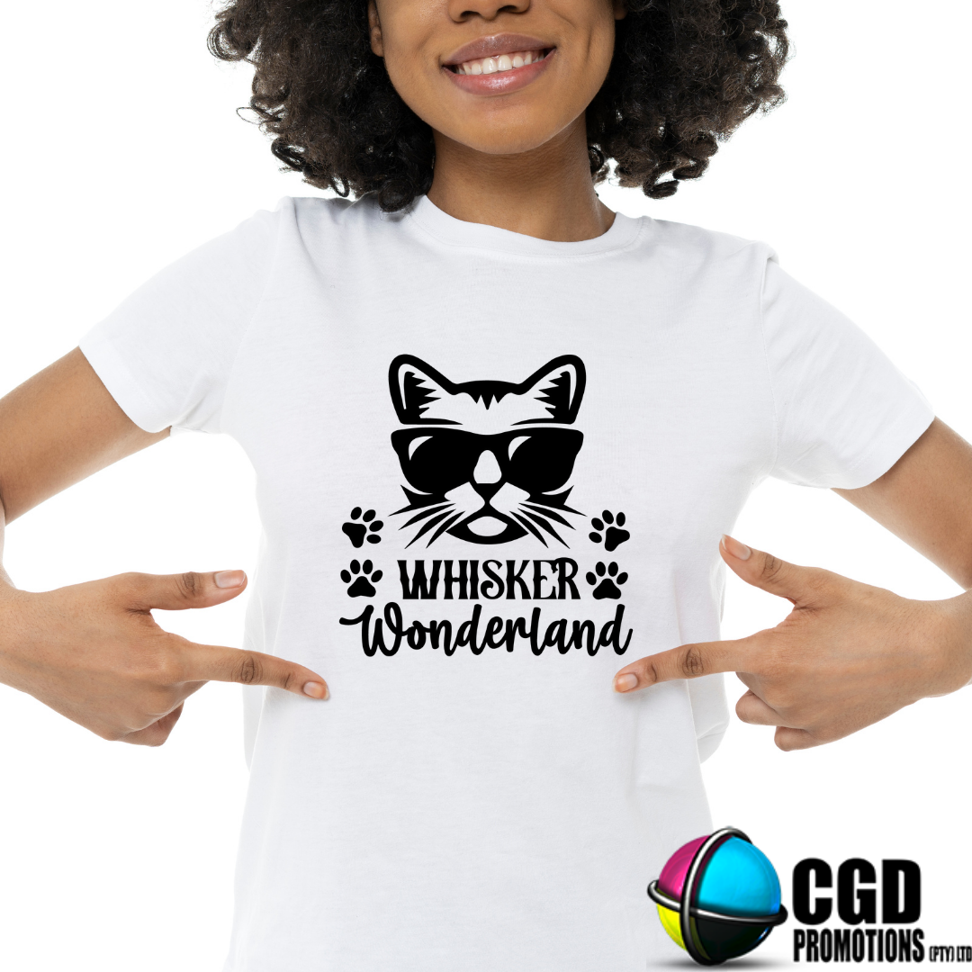 Whisker Wonderland Cat Christmas Adult Printed Shirt - Unisex Mens & Ladies Fitted