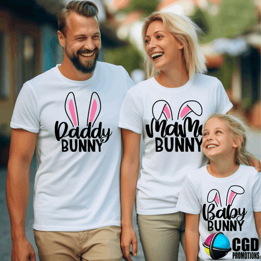 Pink Bunny Ears [Personalised CUSTOM Name] Easter Adult & Kids Printed Shirts - Unisex, Ladies Fitted & Kids