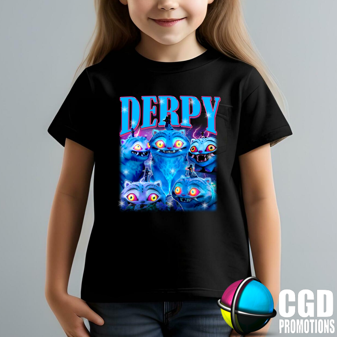 "Model wearing K-pop Demon Hunter inspired t-shirt" Derpy Huntrix 