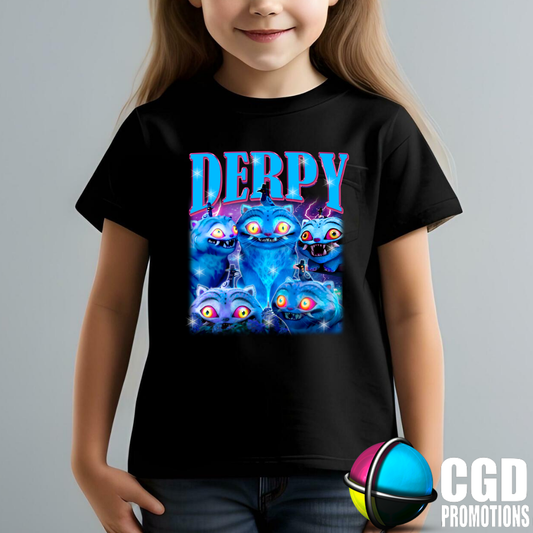 "Model wearing K-pop Demon Hunter inspired t-shirt" Derpy Huntrix 